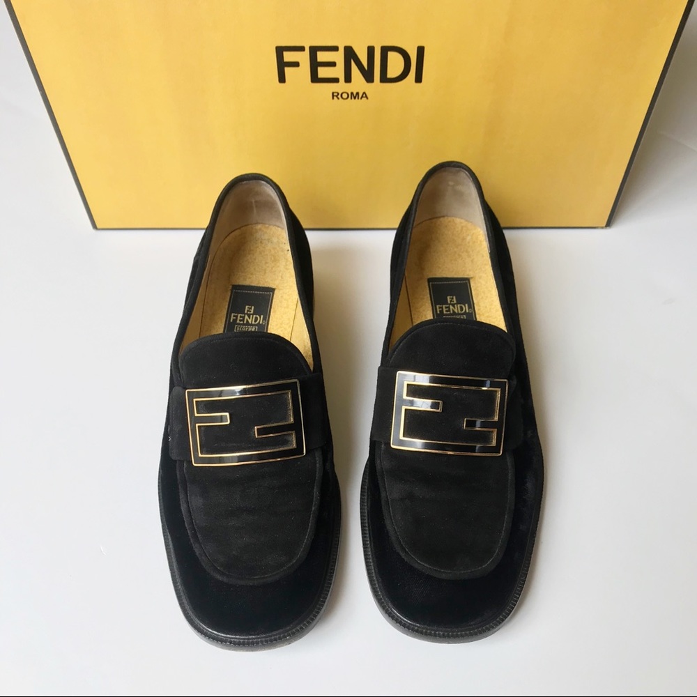 FENDI • vintage velvet buckle loafers